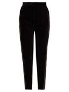 Matchesfashion.com Dundas - Side Stripe High Rise Velvet Trousers - Womens - Black