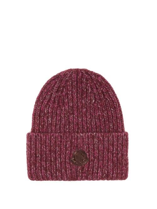 Moncler - Logo-patch Mlange Virgin-wool Beanie - Womens - Pink Multi
