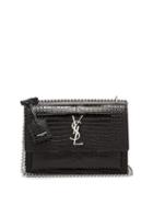 Matchesfashion.com Saint Laurent - Sunset Medium Croc Effect Leather Cross Body Bag - Womens - Black