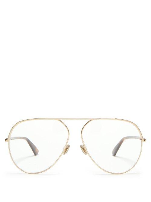 Matchesfashion.com Dior Eyewear - Dioressence15 Aviator Glasses - Womens - Gold
