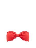 Matchesfashion.com Marysia - Antibes Scalloped-edge Bandeau Bikini Top - Womens - Red