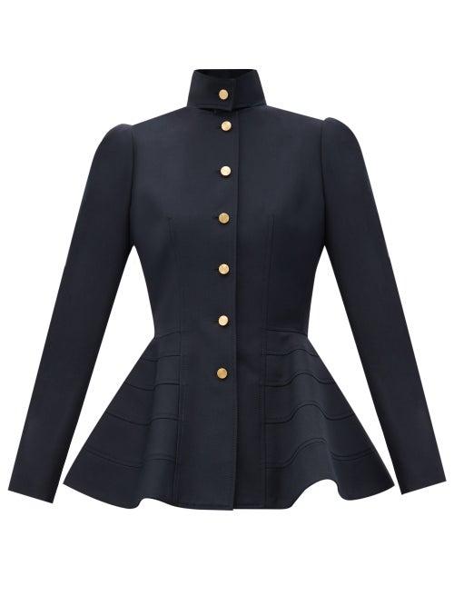 Matchesfashion.com Loewe - Peplum Wool-twill Jacket - Womens - Navy