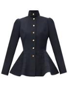 Matchesfashion.com Loewe - Peplum Wool-twill Jacket - Womens - Navy