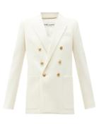 Matchesfashion.com Saint Laurent - Double-breasted Wool-twill Jacket - Womens - White