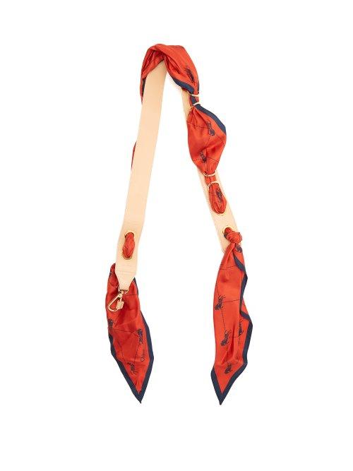 Matchesfashion.com Chlo - Silk Scarf Entwined Leather Bag Strap - Womens - Red Multi