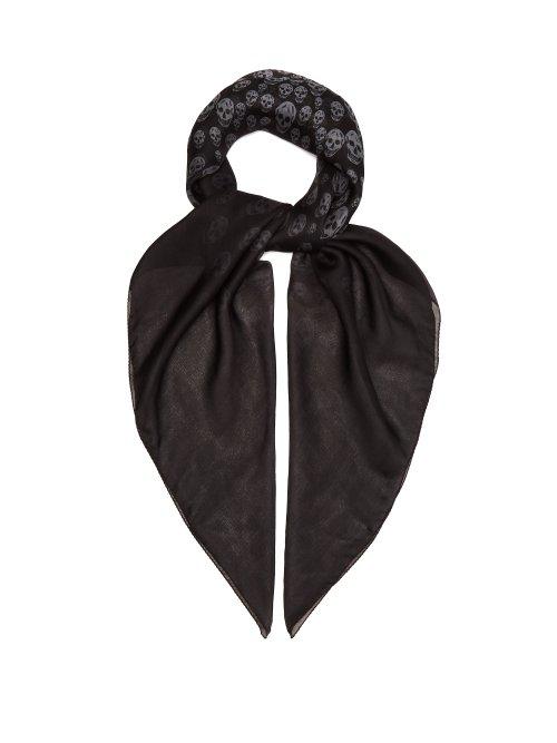 Matchesfashion.com Alexander Mcqueen - Skull Printed Silk Scarf - Mens - Black Multi