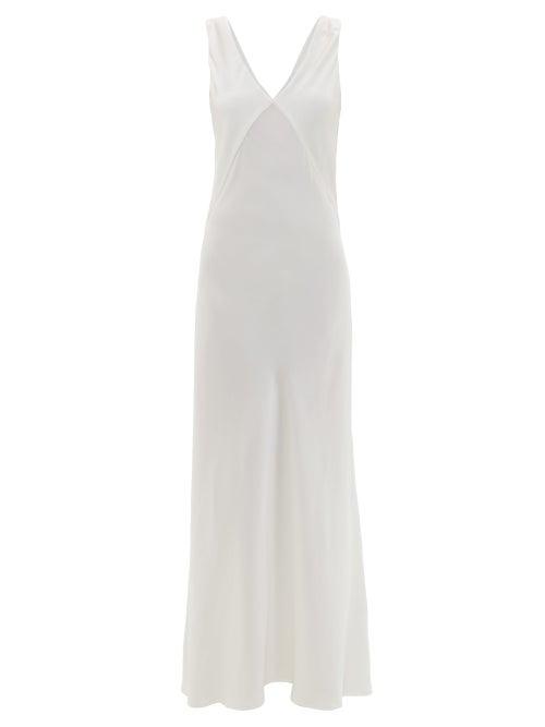 Matchesfashion.com Asceno - Bordeaux Silk-satin Slip Dress - Womens - White