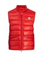 Matchesfashion.com Moncler - Gui Stand Collar Quilted Down Gilet - Mens - Red