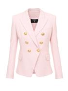 Ladies Rtw Balmain - Double-breasted Cotton-canvas Blazer - Womens - Pink