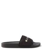 Marni - Logo-embroidered Woven And Rubber Slides - Womens - Black