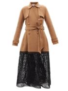 Gabriela Hearst - Midnight Lace And Felted-cashmere Coat - Womens - Beige