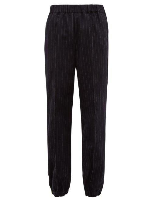 Matchesfashion.com Hillier Bartley - Pinstriped Tailored Wool Trousers - Womens - Navy White