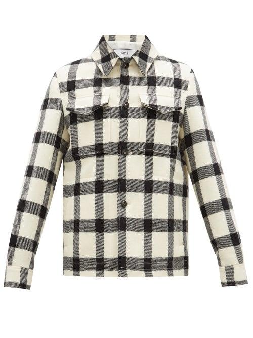 Matchesfashion.com Ami - Checked Brushed-wool Overshirt - Mens - Cream Multi