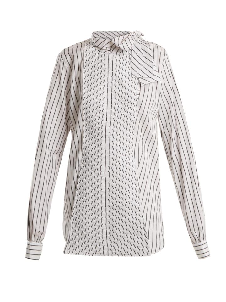 Jw Anderson Pleated-panel Striped-cotton Shirt