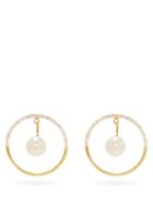 Matchesfashion.com Mateo - Half Moon Pearl, Diamond & 14kt Gold Earrings - Womens - Pearl