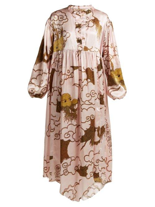 Matchesfashion.com By Walid - Print Silk Satin Dress - Womens - Pink Print