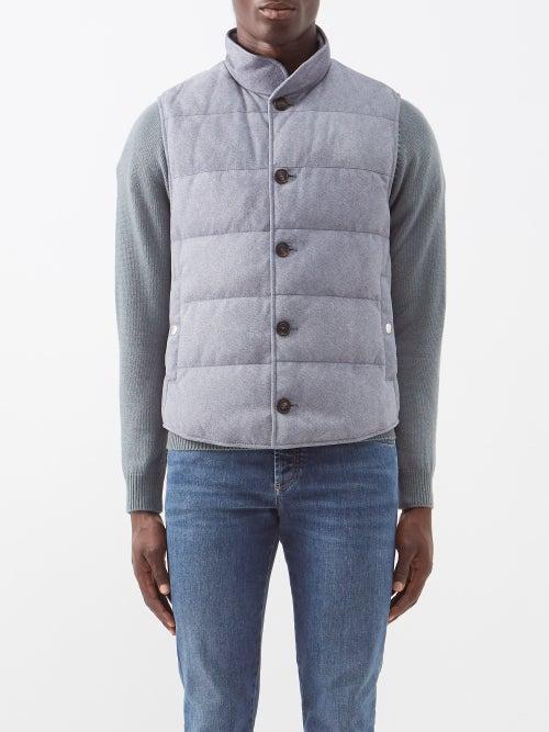 Brunello Cucinelli - Padded-suede Gilet - Mens - Blue