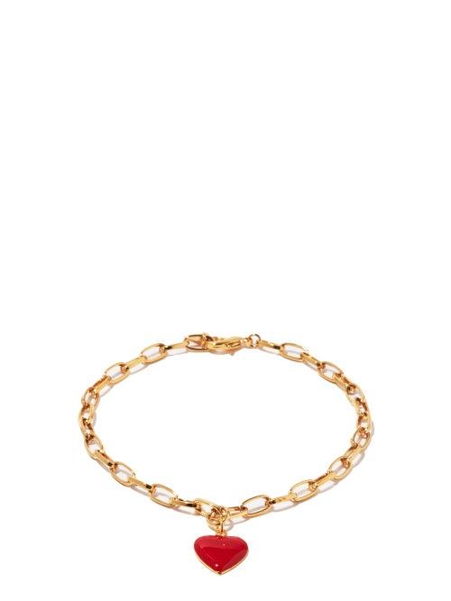 Wilhelmina Garcia - I Love Me 18kt Gold-plated Ankle Bracelet - Womens - Red Gold