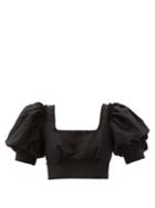 Matchesfashion.com Aje - Unlace Cropped Linen-blend Top - Womens - Black
