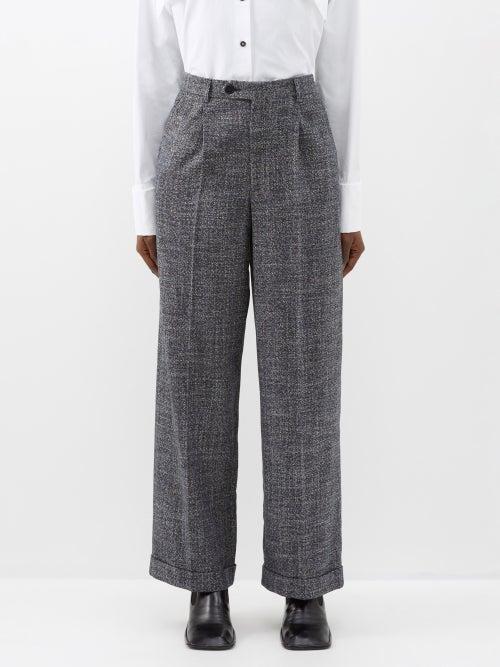A.p.c. - Melissa Cotton-blend Tweed Tailored Trousers - Womens - Dark Navy