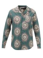 Desmond & Dempsey - Kiwi-print Cotton Pyjama Shirt - Mens - Green Print