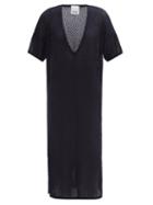 Allude - Plunge-neck Cashmere-mesh Cover-up Dress - Womens - Navy
