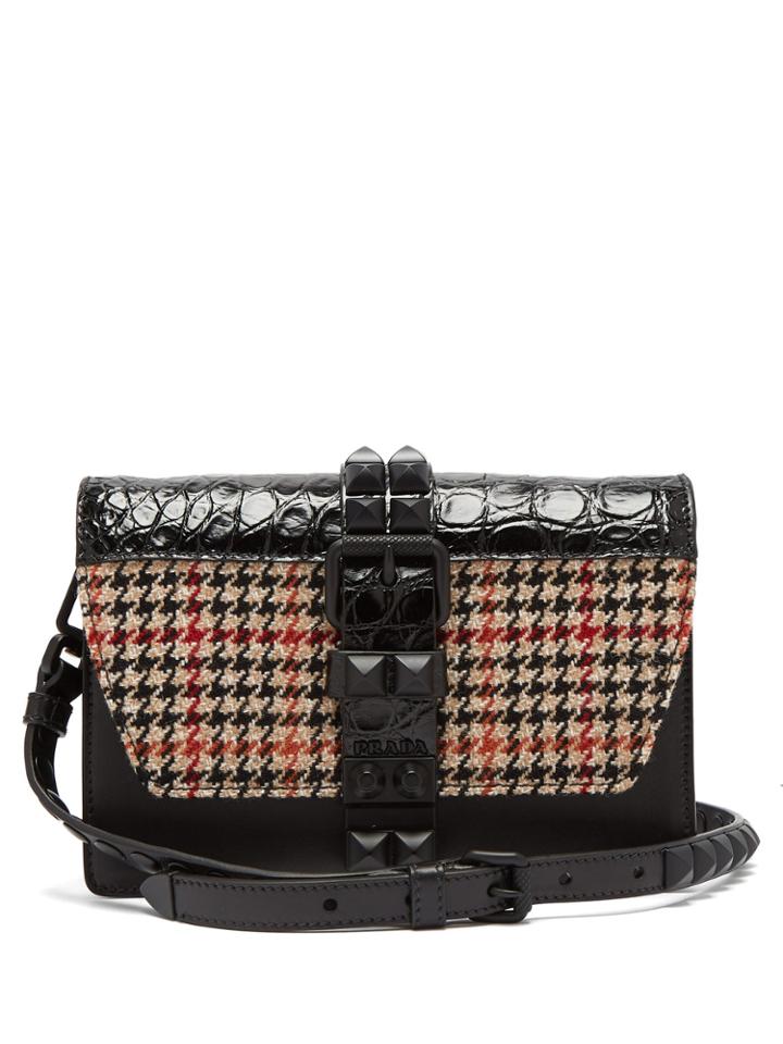 Prada Elektra Tweed And Crocodile-leather Cross-body Bag