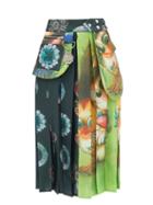 Chopova Lowena - Linus Upcycled Printed Pleated Skirt - Womens - Green Multi
