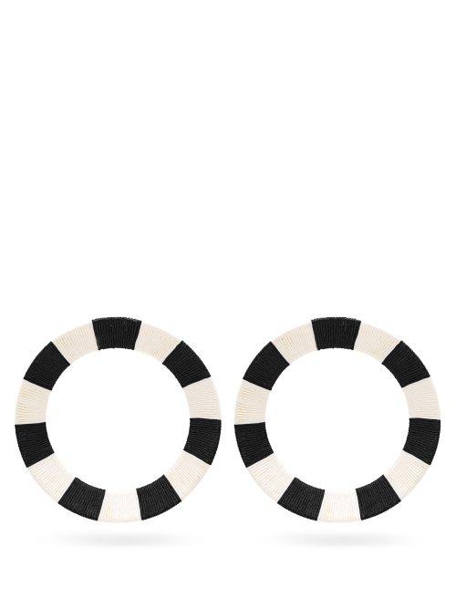 Matchesfashion.com Maryjane Claverol - Celene Striped Hoop Earrings - Womens - Black