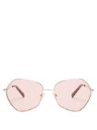 Matchesfashion.com Le Specs - Escadrille Oversized Gold Tone Metal Sunglasses - Womens - Pink