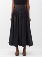 Aje - Yves Pleated Linen-blend Skirt - Womens - Black