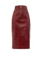 Matchesfashion.com Gucci - High-rise Leather Pencil Skirt - Womens - Burgundy