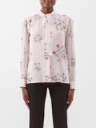 Giambattista Valli - Tie-neck Floral Silk-georgette Blouse - Womens - Light Pink Multi