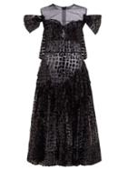 Matchesfashion.com Simone Rocha - Ruffled Sequinned Midi Dress - Womens - Black