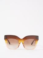 Linda Farrow - Dunaway Oversized Ombr Acetate Sunglasses - Womens - Brown