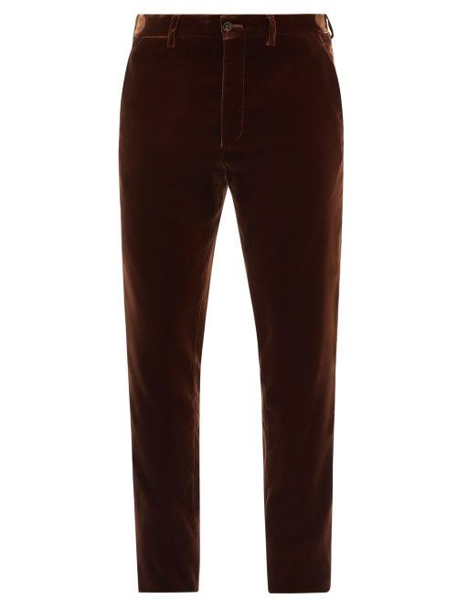 Giorgio Armani - Velvet Straight-leg Trousers - Mens - Brown