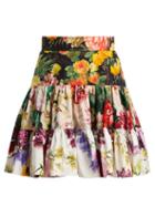 Matchesfashion.com Dolce & Gabbana - Floral Print Cotton Poplin Mimi Skirt - Womens - Multi