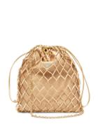 Matchesfashion.com Prada - Woven Metallic Leather And Satin Pouch - Womens - Gold