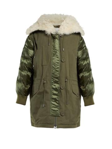 Matchesfashion.com Ys Army - Contrast Panel Quilted Down Parka - Womens - Khaki