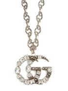 Matchesfashion.com Gucci - Gg Crystal Embellished Pendant Necklace - Womens - Crystal