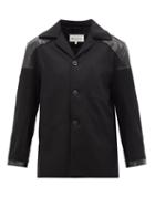 Maison Margiela - Leather-trimmed Wool-blend Single-breasted Jacket - Mens - Black