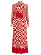 Gucci Long-sleeved Geometric-print Silk Dress