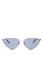 Balenciaga - Reverse Cat-eye Metal Sunglasses - Womens - Grey Blue