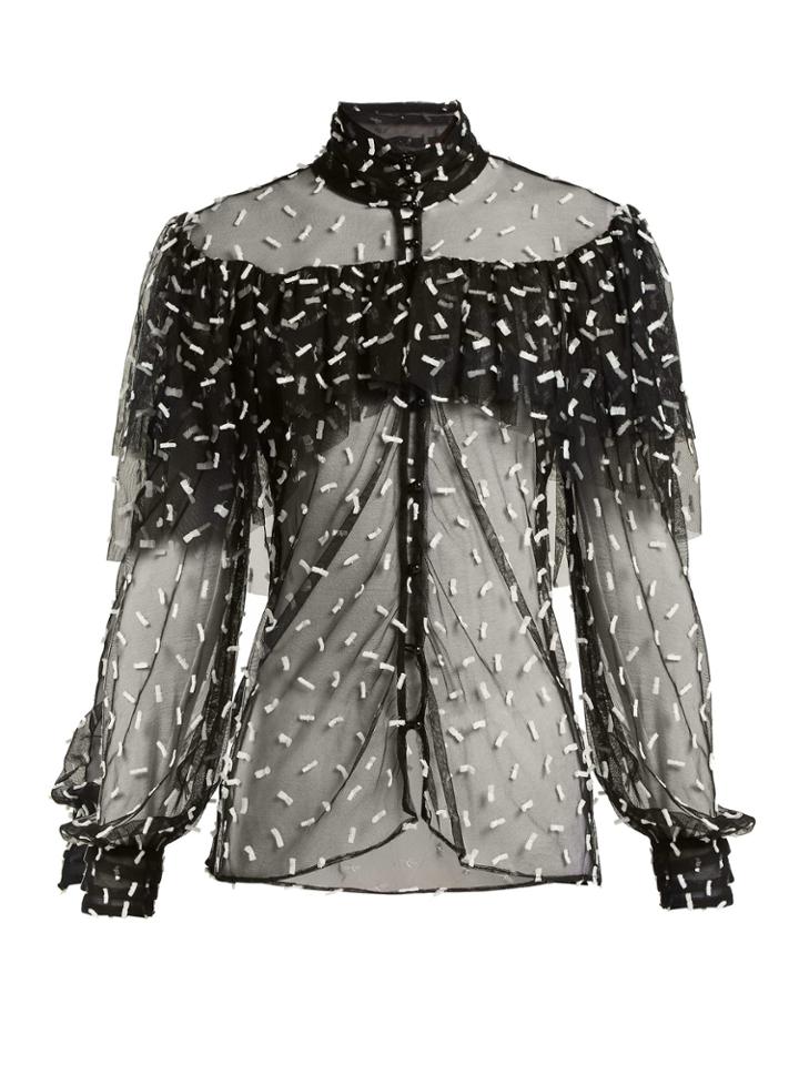 Rodarte Ruffled Bow-appliqu Tulle Blouse