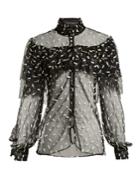 Rodarte Ruffled Bow-appliqu Tulle Blouse