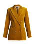 Matchesfashion.com Bella Freud - Bianca Double Breasted Cotton Corduroy Jacket - Womens - Dark Yellow