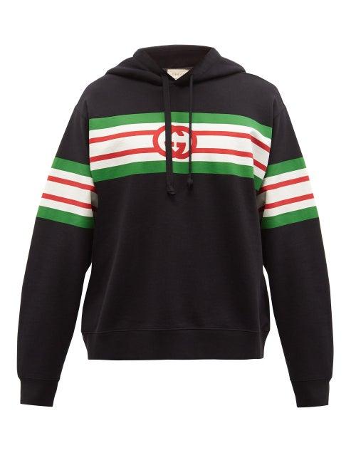 Gucci - Web-stripe Cotton-jersey Hooded Sweatshirt - Mens - Black