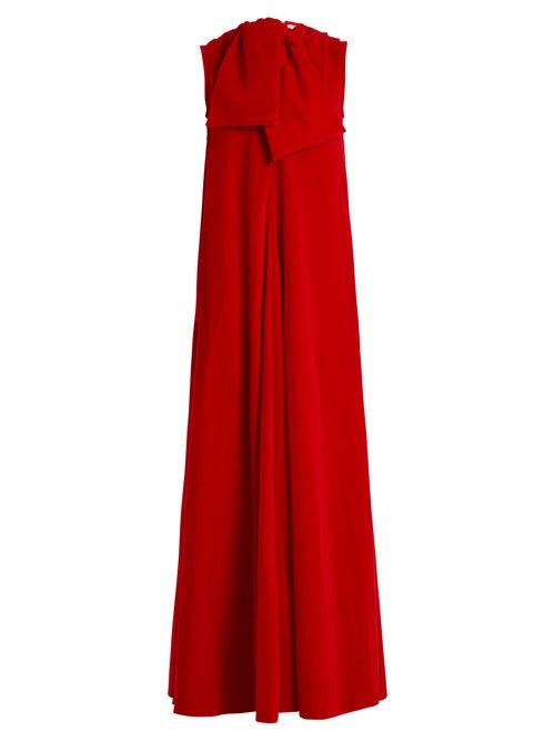 Matchesfashion.com Maison Rabih Kayrouz - Sleeveless Neck Tie Cotton Velvet Gown - Womens - Dark Red