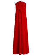 Matchesfashion.com Maison Rabih Kayrouz - Sleeveless Neck Tie Cotton Velvet Gown - Womens - Dark Red