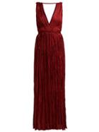 Matchesfashion.com Mes Demoiselles - Semsema Crinkled Silk Maxi Dress - Womens - Burgundy